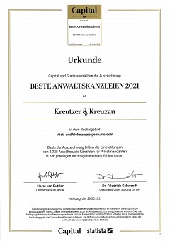 Kreutzer & Kreuzau als eine der besten Anwaltskanzleien für Privatmandate